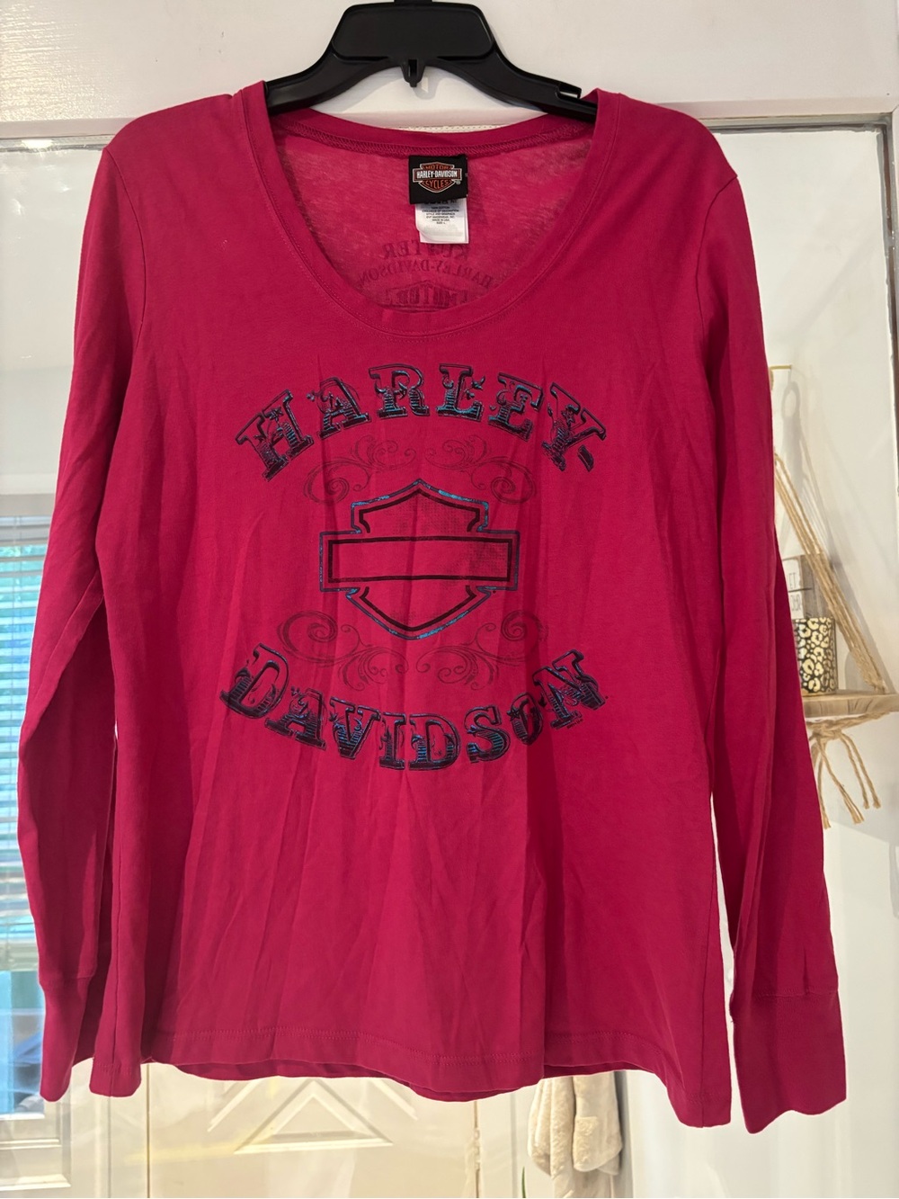 Harley-Davidson Women's Long Sleeve Hot Pink Logo Tee